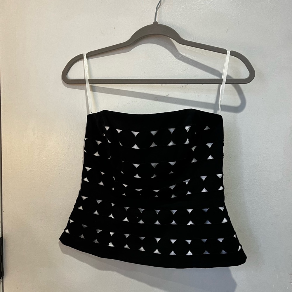White House Black Market strapless top. Black and White. Size 4
